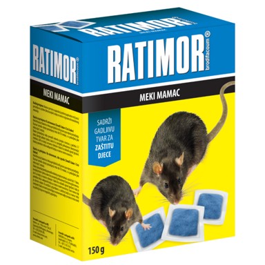 RATIMOR Zaštita od glodavaca meki mamac Brodifakum 150 g kutija 29PPM