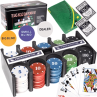 MALATEC Set za poker Texas Holdem, 200 žetona, karte i podloga za igru