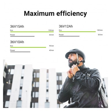 GREEN CELL Baterija EBIKE52STD s punjačem za električni bicikl, 36 V 10 Ah