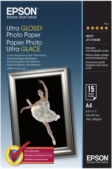 EPSON Foto papir Ultra sjajni A4 300 g (15 listova) S041927, bijela