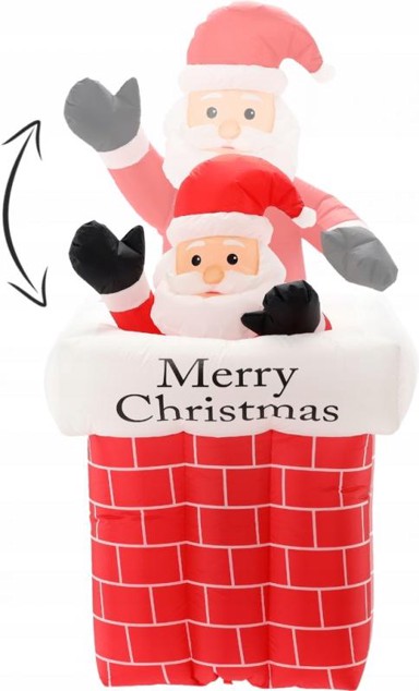 Djed Mraz na napuhavanje u dimnjaku s LED svjetlima, 180 cm