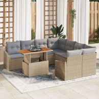 9-dijelni set vrtnih sofa s jastucima, poli-ratan, bež