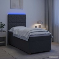 Boxspring krevet s madracem 90 x 190 cm tkanina dizajn s rombovima, tamnosivi