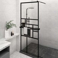 ESG Pregrada za tuš s policom 80x195 cm, crna, matirano staklo, model 2