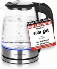 EMERIO Stakleno kuhalo za vodu, 1,7 l, 2200 W, plavo LED osvjetljenje