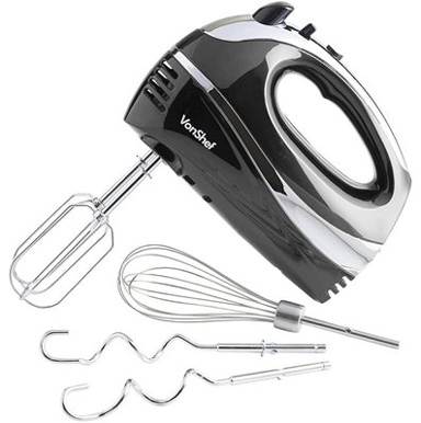 VONSHEF Mikser, ručni, profesionalni, 300 W, crni