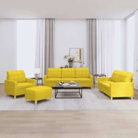 4-dijelni set sofa od tkanine, svjetložuta