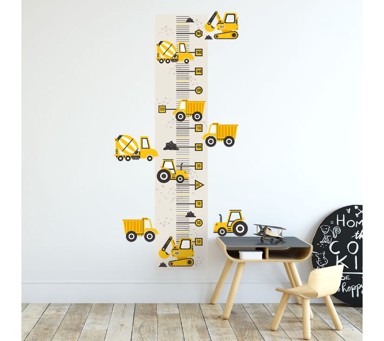 PASTELOWE Naljepnica za mjerenje visine djece, građevinska vozila, žuta