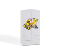 Dječji ormar Bager, bijeli, 181×90×52 cm