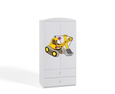 Dječji ormar Bager, bijeli, 181×90×52 cm