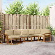 Set vanjskih sofa, 7 kom, s jastucima, prirodna i bež