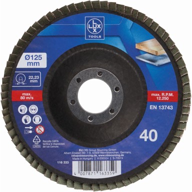 LUX TOOLS Brusna ploča, lamelirana, 115mm, K40