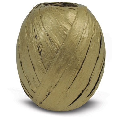 PRASENT Vrpca ukrasna 438-634, 10 mm x 30 m rafija, metalik zlatna