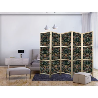 Japanski paravan Retro vintage uzorak, razveden i bogat uzorak u viktorijanskom stilu, 225x172 cm