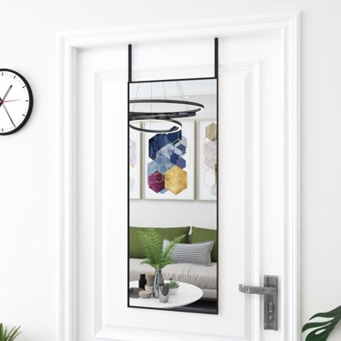 Ogledalo za vrata crno 40 x 100 cm od stakla i aluminija