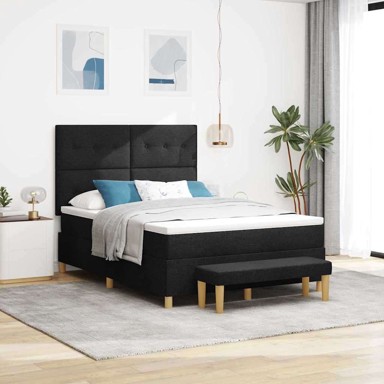 Box spring krevet s madracem, crni, 160 x 200 cm