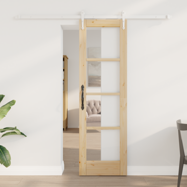 Klizna vrata s Hardver setom 61x198.5 cm solidno drvo bor