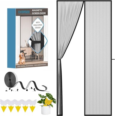 NIKCORP Magnetna mreža protiv komaraca za vrata, samoljepljiva, automatsko zatvaranje, 90 x 220 cm, crna