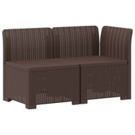 Vrtna sofa, dvosjedna, izgled ratana, PP, smeđa