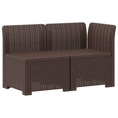 Vrtna sofa, dvosjedna, izgled ratana, PP, smeđa