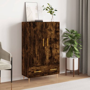 Visoka komoda, 69,5 x 31 x 115 cm, konstruirano drvo, sivi hrast