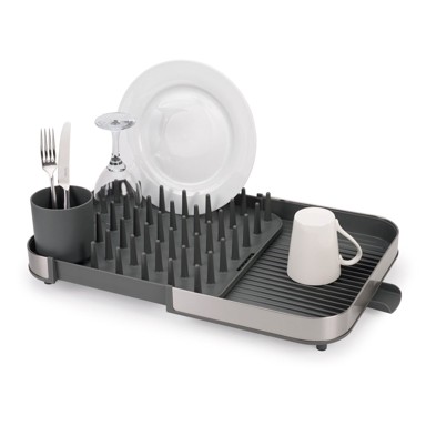 JOSEPH JOSEPH Sivi prilagodljiv ocjeđivač za posuđe od nehrđajućeg čelika 35x39 cm Duo