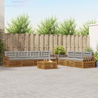 Set vanjskih sofa s jastukom 8 kom, prirodna i svijetlo siva