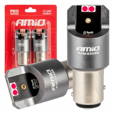 AMIO LED žarulje CANBUS PRO Series BAY15D P21/5W 4x3030 SMD crvene 12V/24V