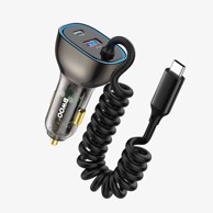 BWOO Punjač 30W auto s 2 priključka i spiralnim USB-C kabelom