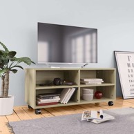 TV ormarić s kotačima, boja hrasta, 90x35x35 cm, konstruirano drvo