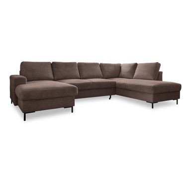 MIUFORM Smeđa sklopiva kutna garnitura od samta (s desnim kutom) Lofty Lilly, 303x197x84 cm