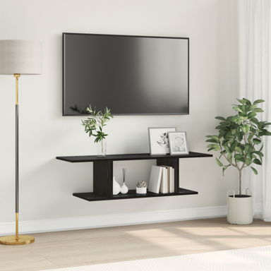 TV ormar, 103 x 30 x 26.5 cm, s policom s pohranom, konstruirano drvo, crna