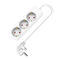 Produžni kabel za napajanje s 3 schuko utičnice, 5 m debeli bijeli kabel