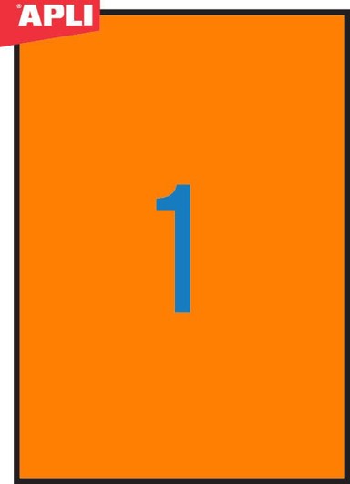 APLI Etikete 210 x 297 mm, 20/1, narančasta