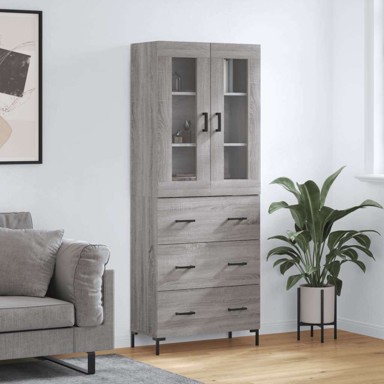 Visoka komoda siva sonome 69 5x34x180 cm od konstruiranog drva , ladice