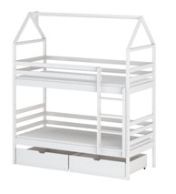 Drveni dječji krevet na kat Alex s ladicom, 190 x 90 cm, bijeli