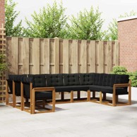 Set vanjskih sofa 9 kom čvrsto drvo akacije, prirodna i crna