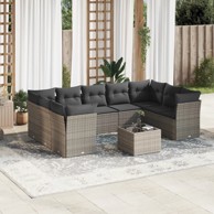 10-dijelni set vrtnih sofa od poliratana s jastucima sivi