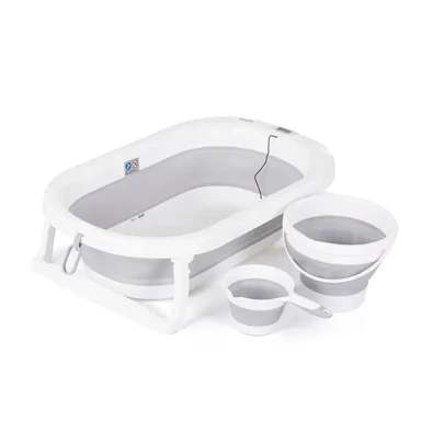 CHIPOLINO Kadica sklopiva Bubble spa, s termometrom, kantom i čašom, siva