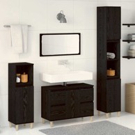 Set namještaja za kupaonicu, zidna montaža, s pohranom, crni hrast, 3 kom