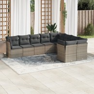 Set vrtnih sofa, 10-dijelni, od poliratana s jastucima, bež