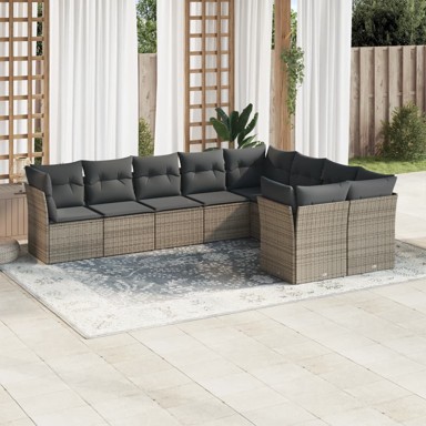 Set vrtnih sofa, 10-dijelni, od poliratana s jastucima, bež