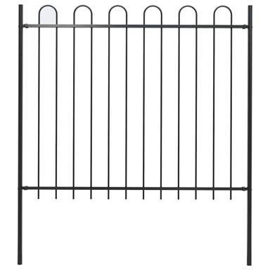Vrtna ograda s ukrasnim lukovima, čelična, 1.8 x 1.5 m, crna