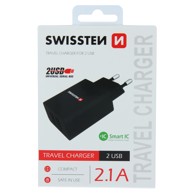 SWISSTEN Punjač zidni 2xUSB 2.1A SMART IC, crni