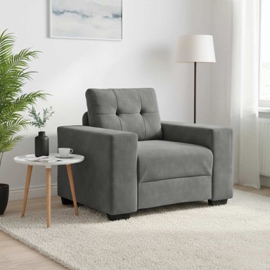 Sofa fotelja, 100 x 78 x 80 cm, baršun, tamnosiva