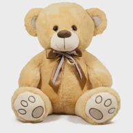 AMEK Plišana igračka medvjedić, dupla mašna, 40 cm, smeđa