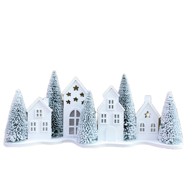 Božićni ukras, kućice s borovima i LED rasvjetom, 61×15.2×31.75 cm