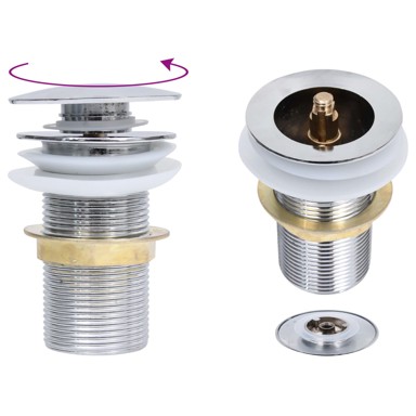 Potisni odvod bez zaštite od prelijevanja kromirani 6,4x6,4x9,1 cm