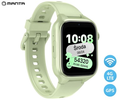 MANTA Dječji pametni sat Stelio Junior, 4G LTE, SOS tipka, zelena (Pistacchio Green)