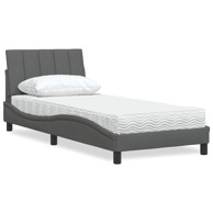 Krevet s madracem tamnosivi 90 x 190 cm od tkanine